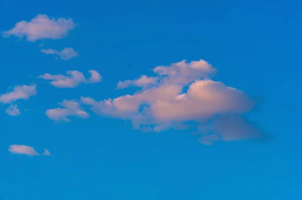 Designer Photography. Sky and clouds cumulus on a blue background