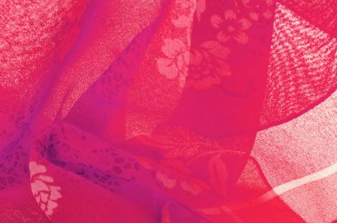 Doku, arkaplan, tasarım, kumaş, çiçek desenli kırmızı ipek. Arka planda çiçek süsü olan renkli ipek kumaş deseni.