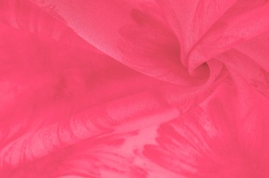 Arka plan dokusu, kırmızı ipek kumaş boyalı çayır çiçekleri, kumaş, tipik dokuma ya da örgü iplikleriyle üretilen kumaş.