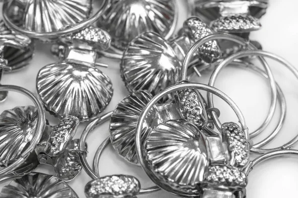 Retenção Anéis Para Cortinas Clipes Cortina Metal Com Acabamento Polido — Fotografia de Stock