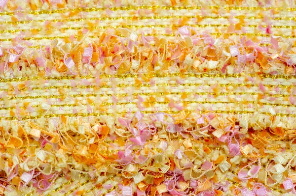 Lace Fabric Multi Colored Beads Pom Poms Fringe Tassels Close — Stock Photo, Image