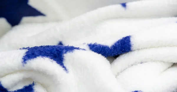 Velvet Plush Blue Stars White Background New Popular Fabric Classic — Stock Photo, Image