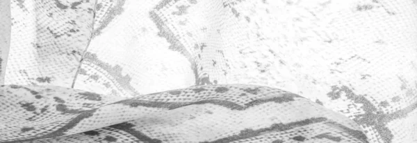 Szürke Monokróm Szövet Kígyóbőr Mintával Háttér Textúra Fényes Szürke Szövet — Stock Fotó