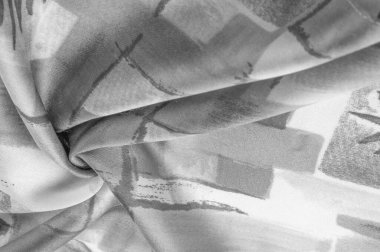 Soyut desenli siyah beyaz kumaş, bitki yapraklı dalların izi. Arkaplan dokusu. Geçmişi. Şablon.