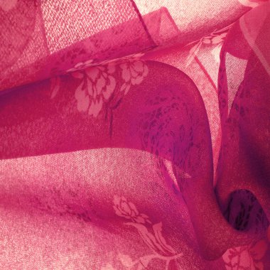 Doku, arkaplan, tasarım, kumaş, çiçek desenli kırmızı ipek. Arka planda çiçek süsü olan renkli ipek kumaş deseni.