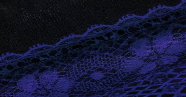 Doku, arka plan, desen. Safir mavi dantel kumaş, mavi ve siyah kumaşın karışımı. Lacivert, safir, gök mavisi, homo.