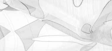 ince örülmüş kumaş - açık şeffaf, siyah ve beyaz, tek renkli geometrik renkler, ince yapışkan ipekten yapılmış bir peçe gibi. organza deseni.