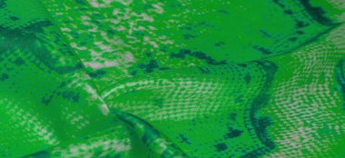 Yılan derisi desenli yeşil kumaş, parlak yeşil kumaşın arka plan dokusu yakın. arkaplan, doku, desen