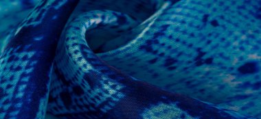 Yılan derisi desenli mavi kumaş, parlak mavi kumaşın arka plan dokusu. arkaplan, doku, desen