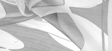 ince örülmüş kumaş - açık şeffaf, siyah ve beyaz, tek renkli geometrik renkler, ince yapışkan ipekten yapılmış bir peçe gibi. organza deseni.