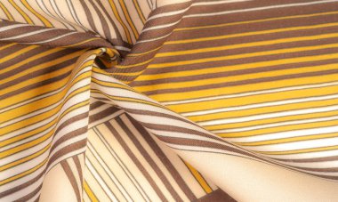 İpek kumaş, geometrik kesişim çizgileri, farklı tonlarda düz çizgilerin kahverengi ve beyaz deseni, geometrik desen, projeleriniz için ayarlı, doku, arkaplan, desen