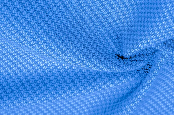 Yün Kumaşın Rengi Mavi Süper Yumuşak Pofuduk Eli Ise Açık — Stok fotoğraf