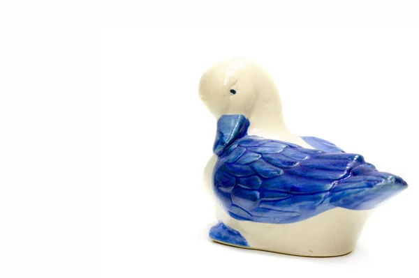 Figura Cisne Porcelana Cerámica Mercado Pulgas Artesanías Populares Gzhel Tamaño — Foto de Stock