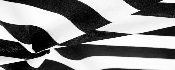 Katoen Stof Witte Zwarte Strepen Strikt Laconiek Ontwerp Moderne Geometrische — Stockfoto