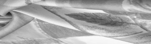 Fekete Fehér Szövet Absztrakt Mintával Flóra Ágak Lenyomatával Textúra Háttér — Stock Fotó