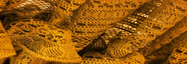 Fundo Textura Padrão Tecido Renda Amarelo Tecido Aberto Fino Geralmente — Fotografia de Stock