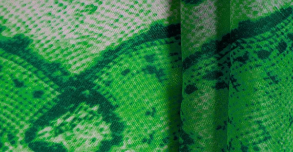 Зеленая Ткань Узором Змеиной Кожи Текстура Фона Ярко Зеленой Ткани — стоковое фото