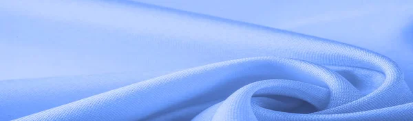 Blauer Seidenstoff Wunderschöner Glatter Eleganter Welliger Blauer Satinseide Luxusstoff Abstraktes — Stockfoto