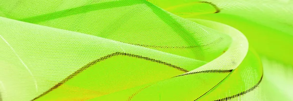Λεπτό Πλεκτό Ύφασμα Ανοιχτό Διαφανές Πράσινο Λευκό Και Κίτρινο Γεωμετρικό — Φωτογραφία Αρχείου