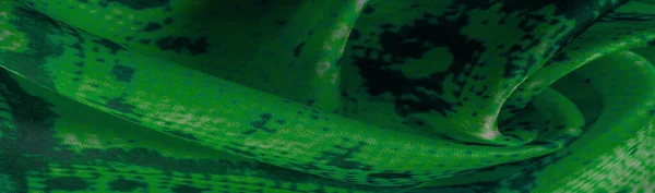 Tecido Verde Com Padrão Pele Cobra Textura Fundo Tecido Verde — Fotografia de Stock