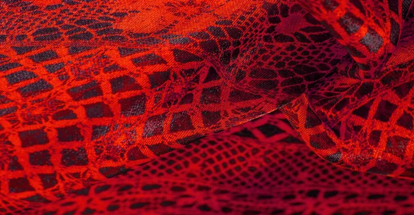 Roter Hintergrund Aus Textilmaterial Spitzenstoff Natürliche Rubinrote Textur Textur Hintergrund — Stockfoto