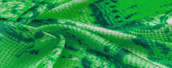 Tissu Vert Avec Motif Peau Serpent Texture Fond Tissu Vert — Photo