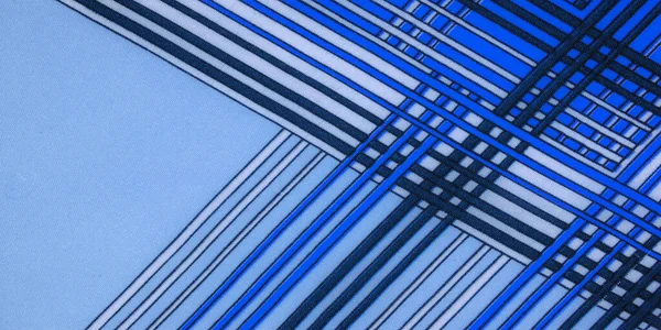 Silk Fabric Geometric Intersecting Lines Blue White Pattern Straight Lines — Stock Photo, Image