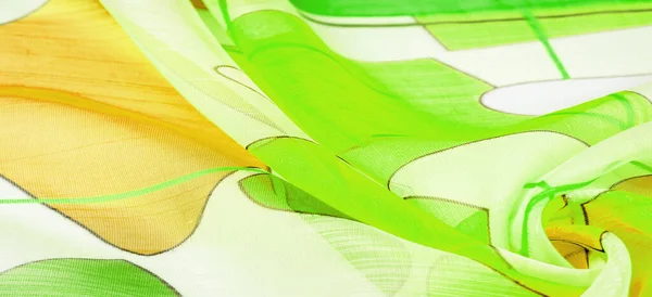 Fijne Gebreide Stof Lichte Transparante Groene Witte Gele Geometrische Kleuren — Stockfoto