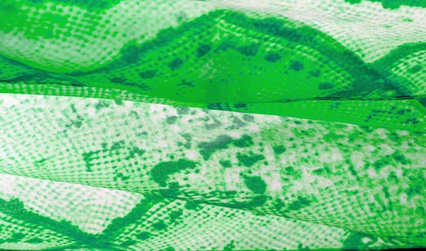 Tecido Verde Com Padrão Pele Cobra Textura Fundo Tecido Verde — Fotografia de Stock