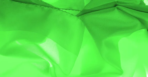 Green Silk Fabric Beautiful Smooth Elegant Wavy Green Satin Silk — Stock Photo, Image