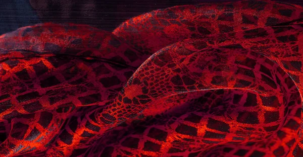 Червона Мереживна Тканина Поєднання Червоного Чорною Тканиною Синій Рубіновий Текстура — стокове фото