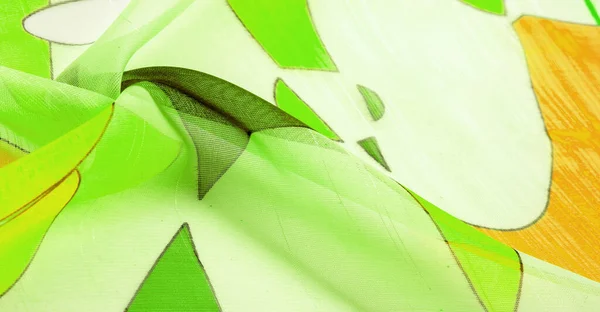 Ince Örülmüş Kumaş Açık Şeffaf Yeşil Beyaz Sarı Geometrik Renkler — Stok fotoğraf
