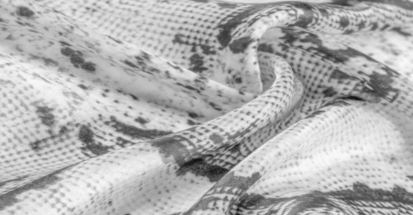Tissu Monochrome Gris Avec Motif Peau Serpent Texture Fond Tissu — Photo