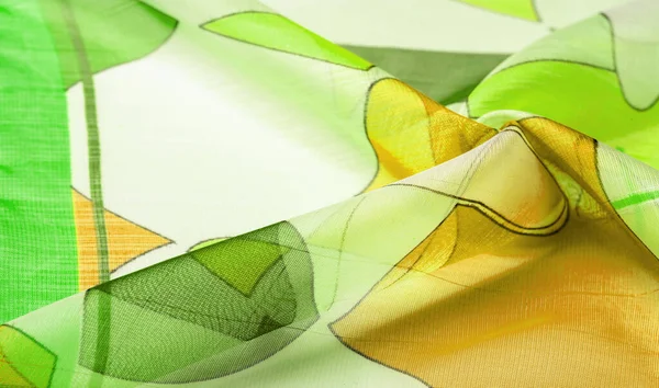 Tecido Malha Perfeito Cores Geométricas Transparentes Verdes Brancas Amarelas Leves — Fotografia de Stock