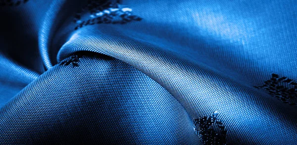 Μεταξωτό Ύφασμα Σκούρο Μπλε Γκριζωπό Μπλε Μικρό Σχέδιο Μοτίβο Οποίο — Φωτογραφία Αρχείου