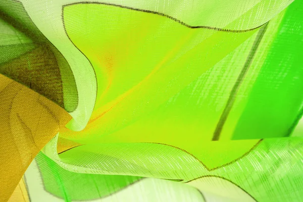 Colori Geometrici Verdi Bianchi Gialli Simili Velo Seta Fine Rayon — Foto Stock