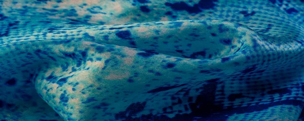 Tessuto Blu Con Motivo Pelle Serpente Sfondo Texture Tessuto Blu — Foto Stock