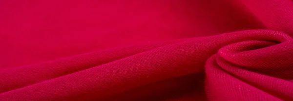 Silk Fabric Red Grunge Surface Texture Fine Grains Blushing Satin — Stock Photo, Image