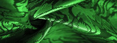 Çiçek desenli yeşil ipek kumaş, güzel görünüş, eşsiz parlaklık kabartmalı desen, bileşik tekstil