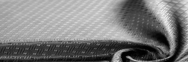 İnce kareli desenli siyah ipek kumaş. Arkaplan dokusu, desen.