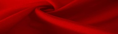 Kırmızı ipek kumaş, yakut rengi ipek kumaş, doku arka planı, makro. soyut tasarım.