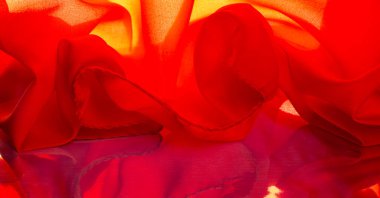 Kırmızı ipek kumaş, yakut rengi ipek kumaş, doku arka planı, makro. Soyut tasarım. şablon