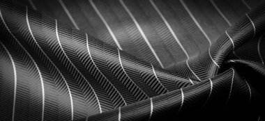 İnce beyaz çizgili koyu siyah ipek kumaş, samur. desenli desen, bileşik tekstil, asil kumaş