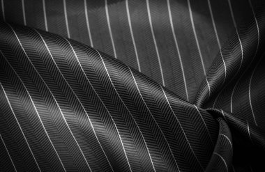 İnce beyaz çizgili koyu siyah ipek kumaş, samur. desenli desen, bileşik tekstil, asil kumaş