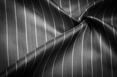 İnce beyaz çizgili koyu siyah ipek kumaş, samur. desenli desen, bileşik tekstil, asil kumaş