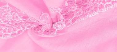 Bahar pelerinli pembe ipek. Pürüzsüz pembe ipek ya da lüks saten soyut bir arkaplan olarak kullanılabilir. Arkaplan dokusu, kartpostal şablonu