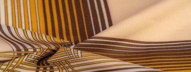 İpek kumaş, geometrik kesişim çizgileri, farklı tonlarda düz çizgilerin kahverengi ve beyaz deseni, geometrik desen, projeleriniz için ayarlı, doku, arkaplan, desen