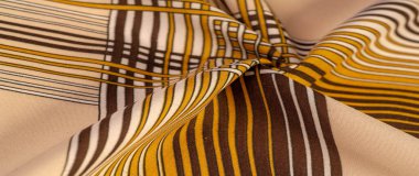 İpek kumaş, geometrik kesişim çizgileri, farklı tonlarda düz çizgilerin kahverengi ve beyaz deseni, geometrik desen, projeleriniz için ayarlı, doku, arkaplan, desen