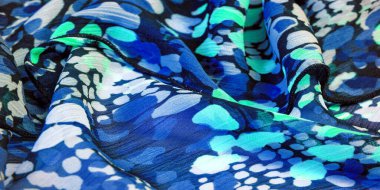 Desenli tasarım, ipek kumaş, kadın eşarbı, beyaz kırmızı-kahverengi soyut daireler, projeniz başarılı olacak, eğer bu kumaşı kaldırırsanız, silinmez etkiler bırakacak.