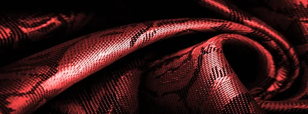 Çiçek desenli kırmızı ipek kumaş, güzel görünüş, eşsiz parlaklık kabartmalı desen, bileşik tekstil. rahatlama deseni